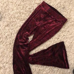 Red Velvet Flare Pants